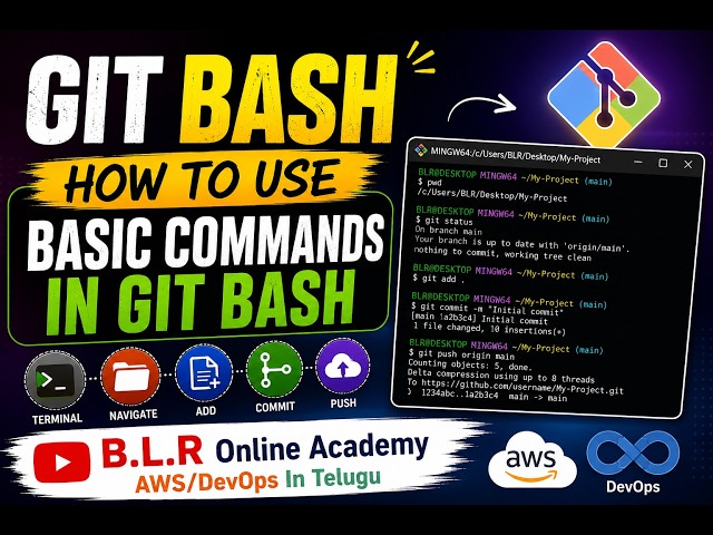 How to use Basic Commands in Git Bash? and How to Create Folders, files etc. easy Steps in Telugu