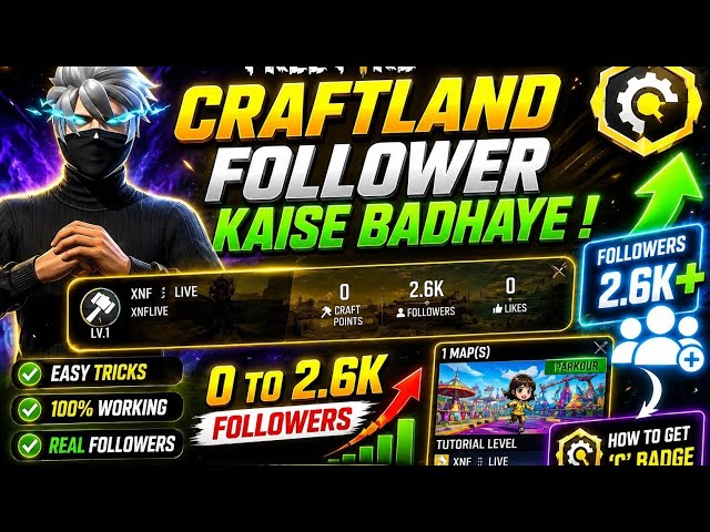 How To Increase  Free Fire Craftland  Points & Follower 💥 | 100% Working Method Using Uid  🤯 