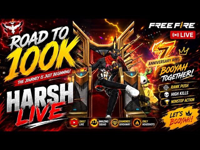 🔴 FREE FIRE LIVE 🔥 Heroic Rank Push | Custom Room | Road to 100K | HARSH LIVE 67