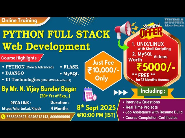 PYTHON FULL STACK Web Development Online Training @ DURGASOFT