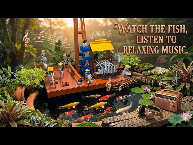 Sleep to Healing Music 💤 Flowing Water & Mini Rustic Village