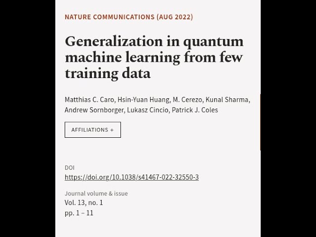 Generalization in quantum machine learning from few training data | RTCL.TV