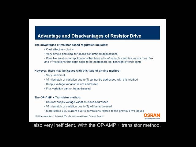Driving LEDs - Resistors and Linear Drivers - LED Fundamental Series by OSRAM Opto Semiconductors