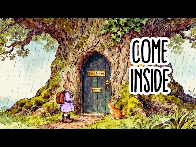 The Hidden Library in the Oak Tree 🌧️📚🐇 | Cozy Storybook Folk Music & Animated Adventure