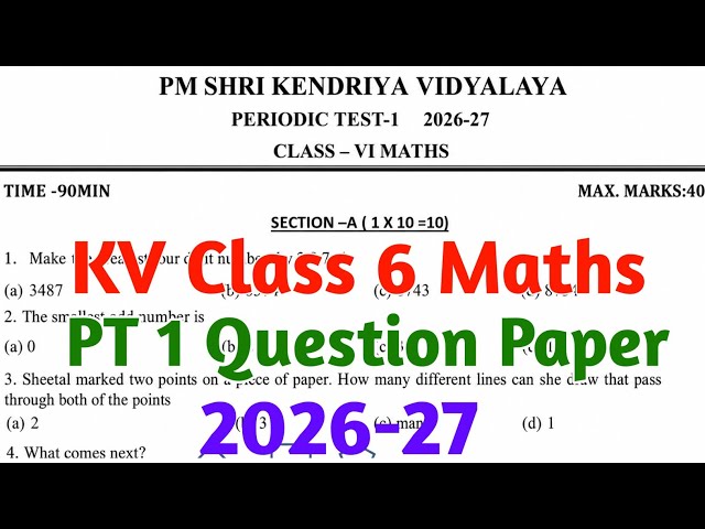 KV Class 6 Maths PT 1 Question Paper 2026-27 |