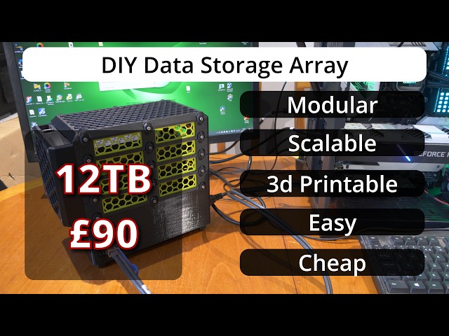 3d printed 12TB JBOD DAS array using cheap SAS drives