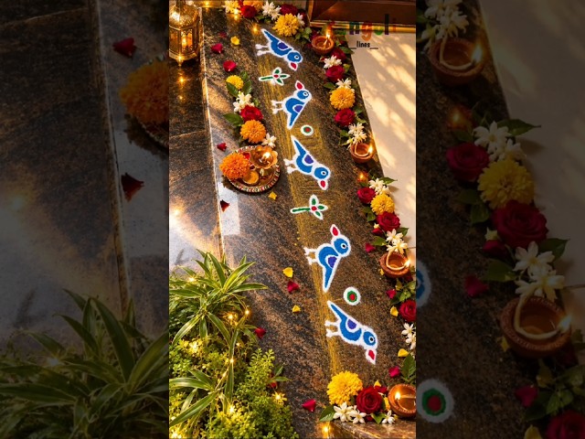 Beautiful Bird Rangoli Border🐦✨ | Colourful Bird Rangoli Design | Traditional Rangoli|kolam|muggullu