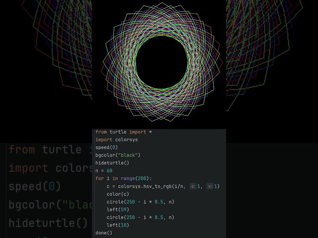 🌈 Spirală Hipnotică în Python 🐍 | Artă Generativă cu Turtle & HSV