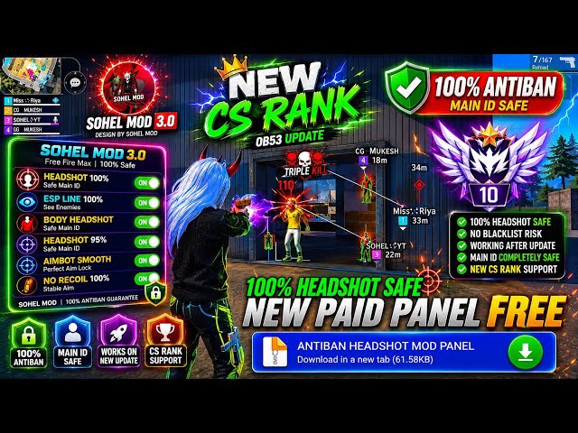 Free Fire Panel Mobile 🔥 FF Antiban Panel OB53 | Free Fire Hack New 😈 FF Injector 2026 | FF Panel