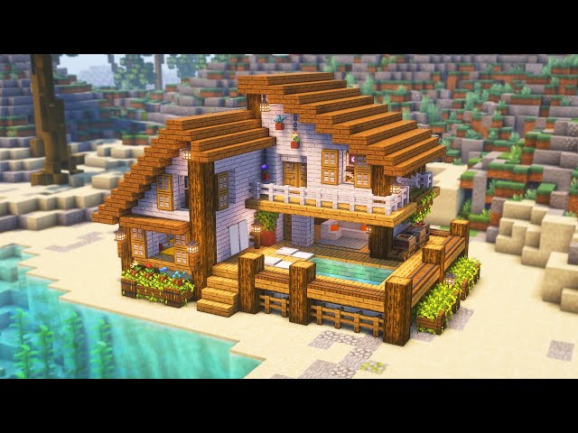 ⛏️ Minecraft House Tutorial: Beach House For Summer ⛱️
