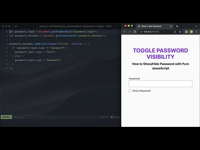 ASMR Programming: Show / Hide Password with JavaScript - No Talking (Live Coding)