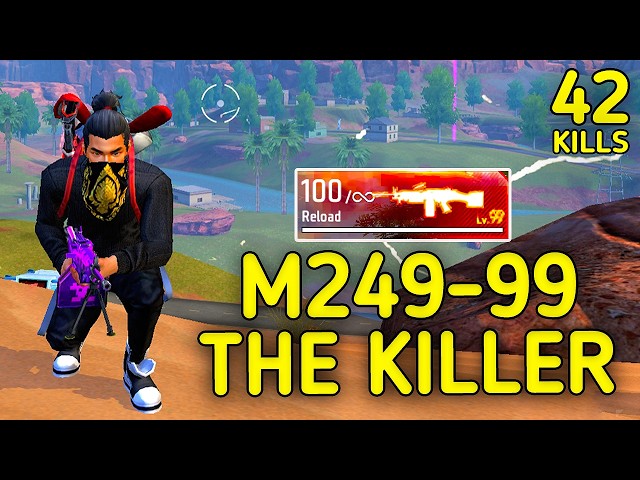 New LVL-99 M249🔥😱 !!! MOST DANGEROUS M249 EVER IN FF ??? ||SOLO VS SQUAD ||90% HEADSHOT INTEL I5