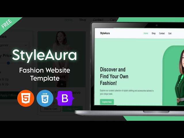 🛍️ Free Fashion Store Website Template | StyleAura HTML CSS Bootstrap UI Design