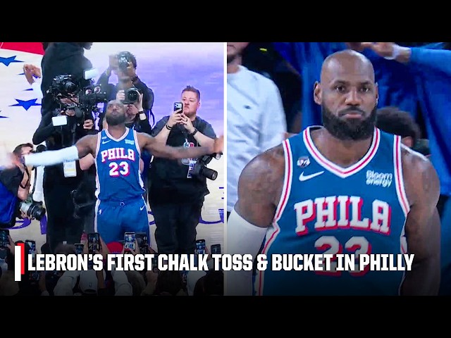 LEBRON JAMES' FIRST CHALK TOSS AND BASKET IN PHILADELPHIA 🔥 | NBA on ESPN