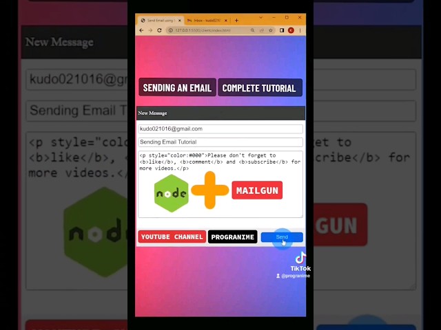 Detailed Tutorial on How to Send an Email using nodejs and mailgun. #nodejs #mailgun #developer