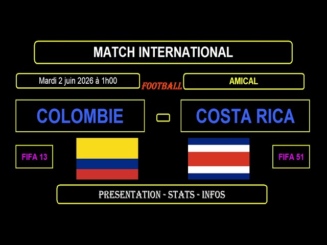 COLOMBIA - COSTA RICA: International Friendly Football Match on 02/06/2026