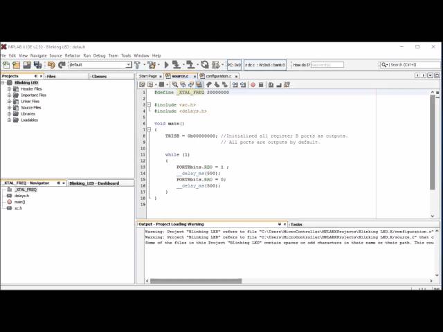 Blinking an LED - PIC 16F877A MPLABX basics