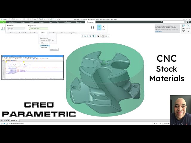 Creo Parametric - CNC Manufacturing Setup - Stock Materials for Cutting Data