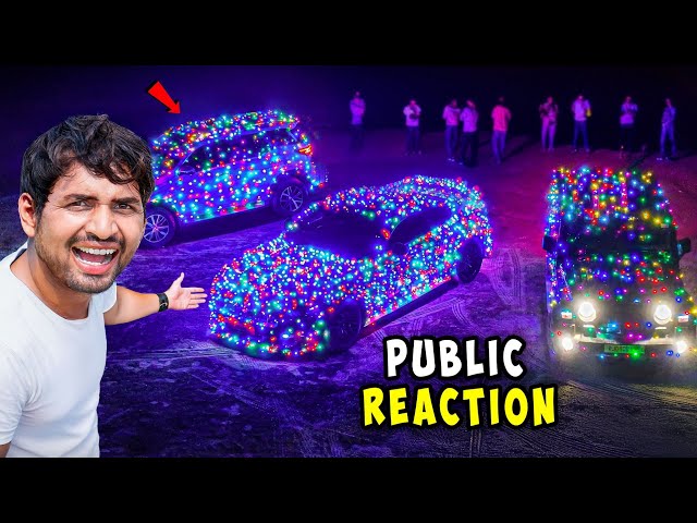 World Brightest Mustang Gt... Public Reaction |  लोगों के होश उड़ गए 🤯| 10000 Led Lights On Car