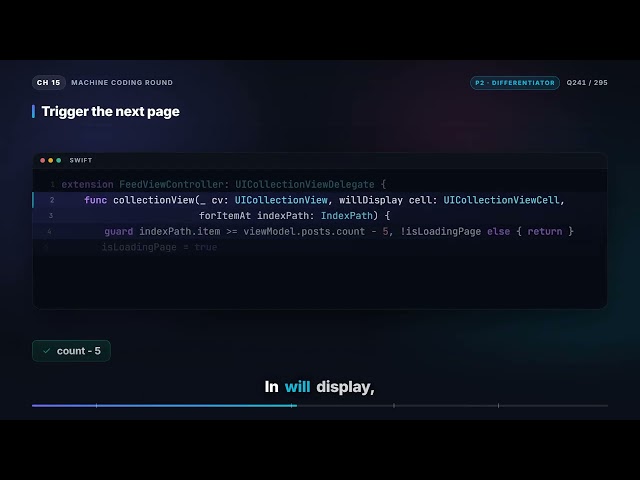 Task: Infinite scrolling with a UICollectionView (UIKit variant) | iOS Interview Q241