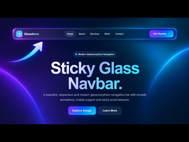 Sticky Glass Navbar Using HTML CSS & JavaScript | Glassmorphism Navbar Tutorial | SITHUB
