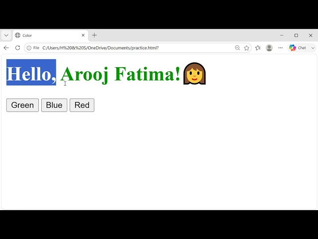JavaScript DOM Practice | Change H1 Text Color Using Buttons