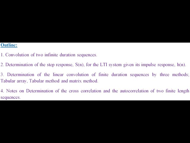 Discrete convolution, correlation, step response, Tabular array, Tabular, matrix convolution methods