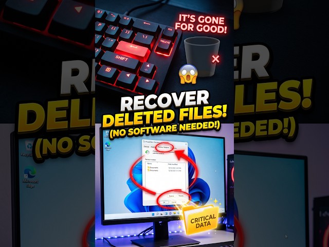 How to Recover Permanently Deleted Files in Windows 11! 📂 No Software Needed #makeeasy #shorts