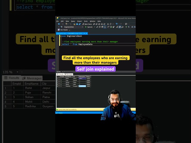 Find all employees earning more than their managers - Self Join explained #sql #sqlqueries #coding