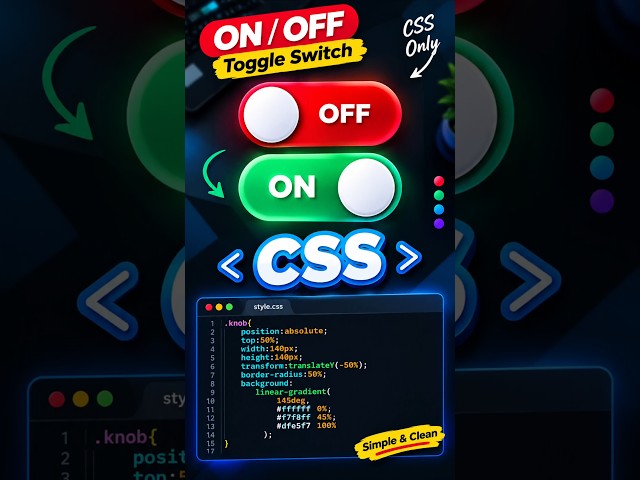 #coding #codinglife 3D ON OFF Toggle Switch UI | HTML CSS & JavaScript 🔥 #java #ai #developer #uiux