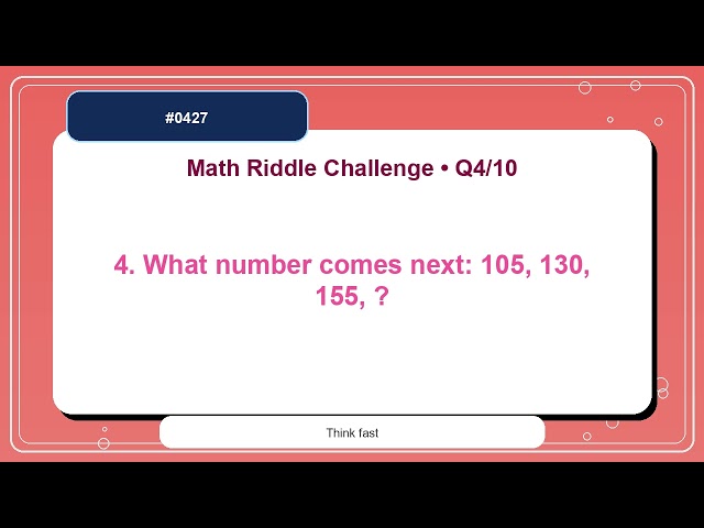 Math Riddle Challenge #0427 | 10 Mental Math Practice Questions