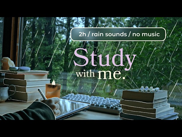 2 HOUR STUDY WITH ME 🌧️ / Rainy Day In The Forest 🍃🐿️  / Pomodoro 50-10 / Rain Sounds / No Music