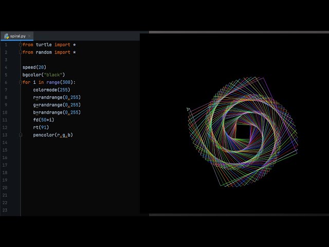 Python Turtle spiral Simulation #shorts #python #animation