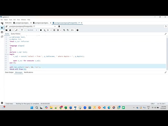 Part 103 - PostgreSQL - PL pgSQL - Dynamic SQL - Select By Ramesh Babu Bollu