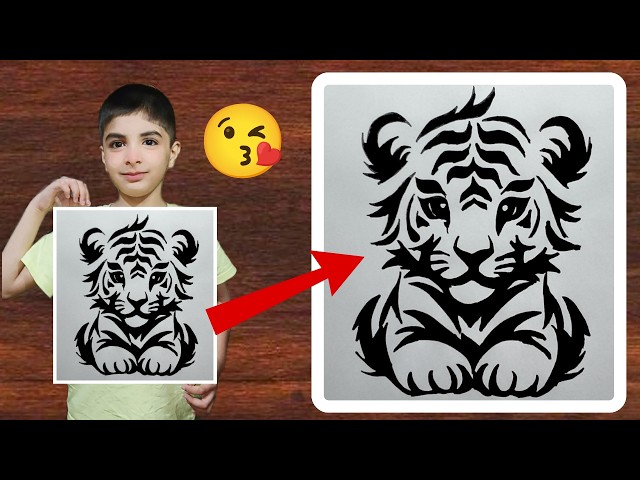How to draw Tiger Cub drawing easy | Tiger Sketch | Animal drawing | Drawing tutorial | Stencil Art