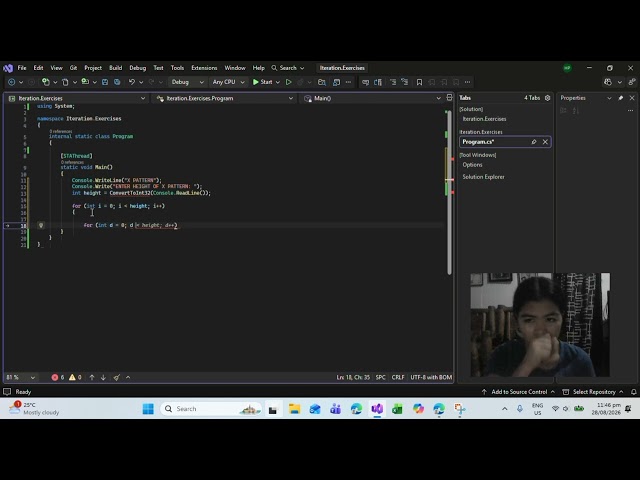 Creating pattern of X using C#