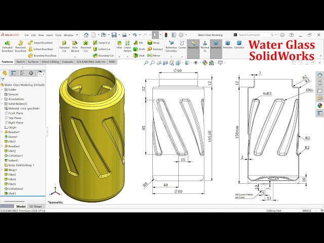Water Glass Modeling in SolidWorks
