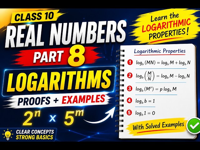 Class 10 Maths: Logarithmic Properties Explained with Proofs & Questions | Real Numbers Part 8