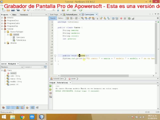 Como crear una clase y atributos de un objeto en NetBeans.