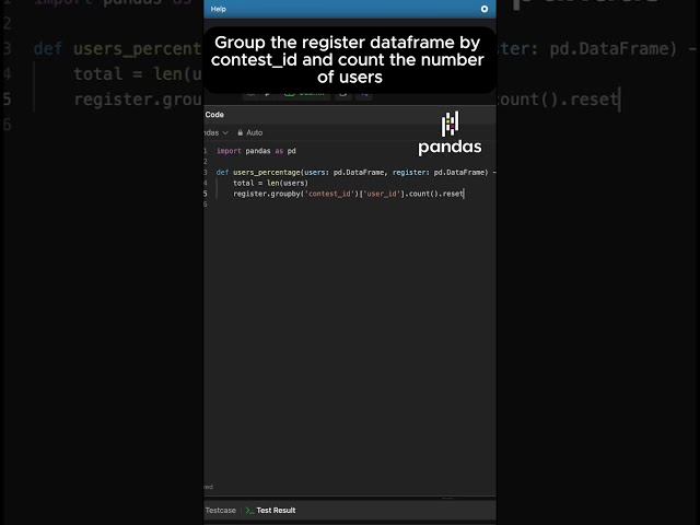 Leetcode 1633 Calculate Percentages in Pandas 🐼 (Data Interview) #shorts