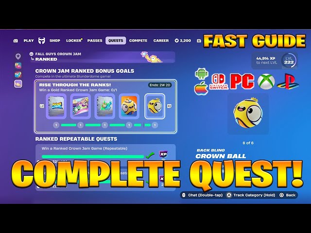 How To COMPLETE ALL CROWN JAM RANKED BONUS GOALS QUESTS in Fortnite! (Free Crown Jam Ranked Quests)