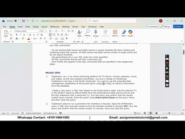 Shelly Cashman Access 365 | Module 10: End of Module Project 1 TopStream, Inc.