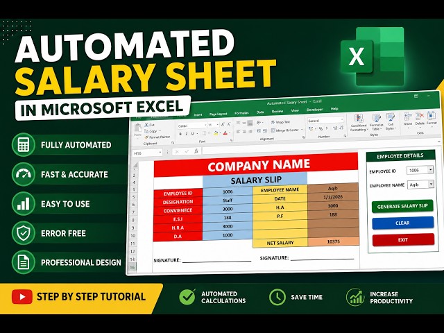 Automated Salary Sheet in Excel | Salary Slip & Payroll System | Advanced Excel Tutorial