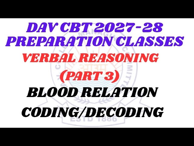 DAV CBT Exam 2027 | Verbal Reasoning Revision Class | Coding-Decoding & Blood Relations Questions