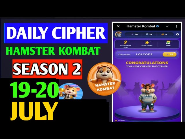 Hamster Kombat Daily Cipher July 19 | Hamster Kombat Daily Cipher Code | Daily Combo