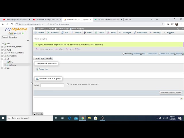 sql tutorial in bangla sql null