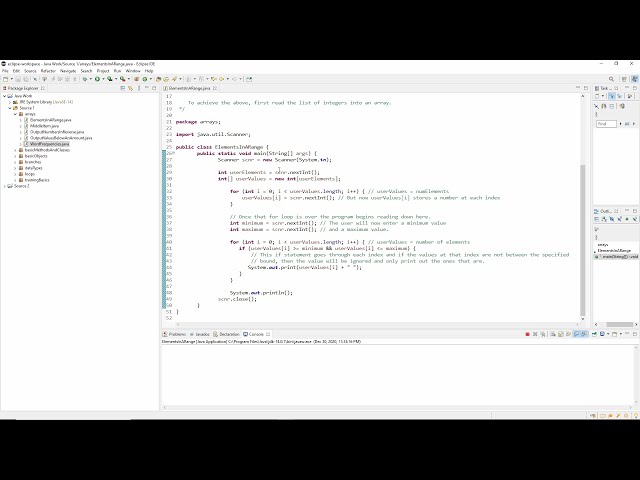 Java Lab: Elements In A Range
