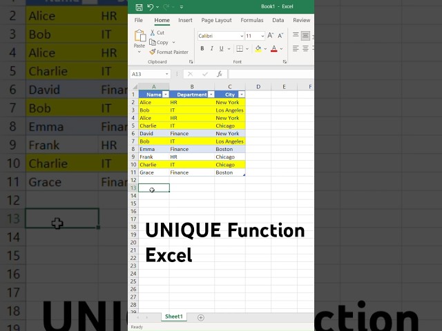 Learn UNIQUE Function in Excel Fast!
