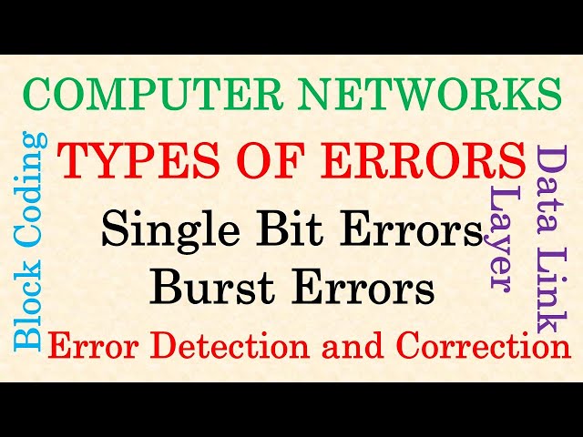 Computer Networks || Types of Errors | Single Bit Errors | Burst Errors | Error Detection Techniques