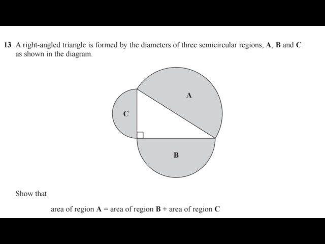 Higher Level GCSE maths: Hidden pythagoras theorem in semicircles